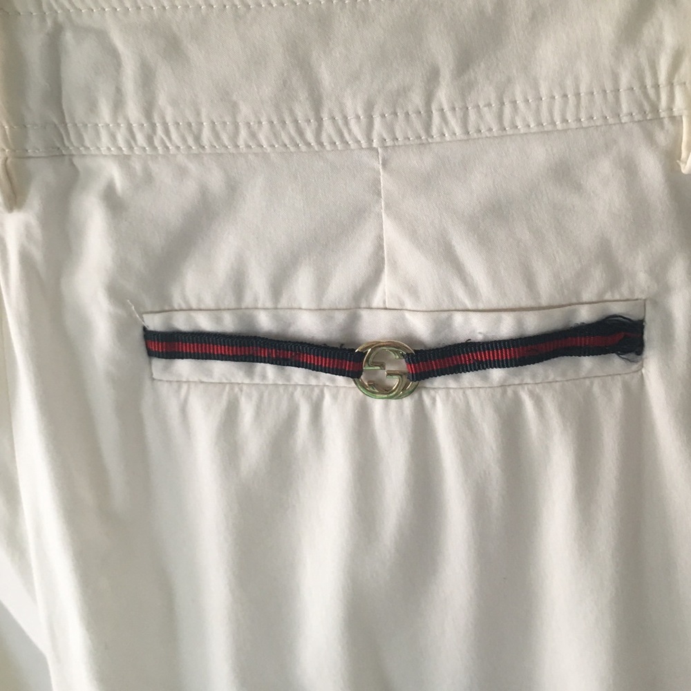 GUCCI WIDE LEG LIGHT COTTON WHITE PANTS 38 POCKET DETAIL!